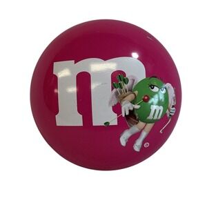 M&M 3 inch round refillable tin  -‎ pink Valentine Green M&M